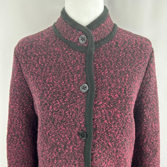 Karl Lagerfeld quiet-luxury burgundy black knit cardigan – Women’s Medium M - Picture 3 of 11